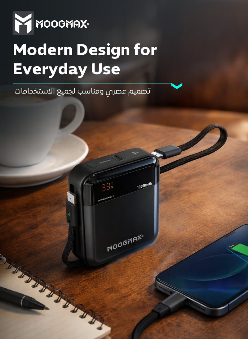 MOOGMAX power bank 10000 mAh in a very compact size. Portable charger with two Type C ports. 22.5W power bank fast charging. powerbank with a digital display. Overvoltage and overcurrent protection mini power bank. Portable slim power bank suitable for travel and on airplanes. - Image 5